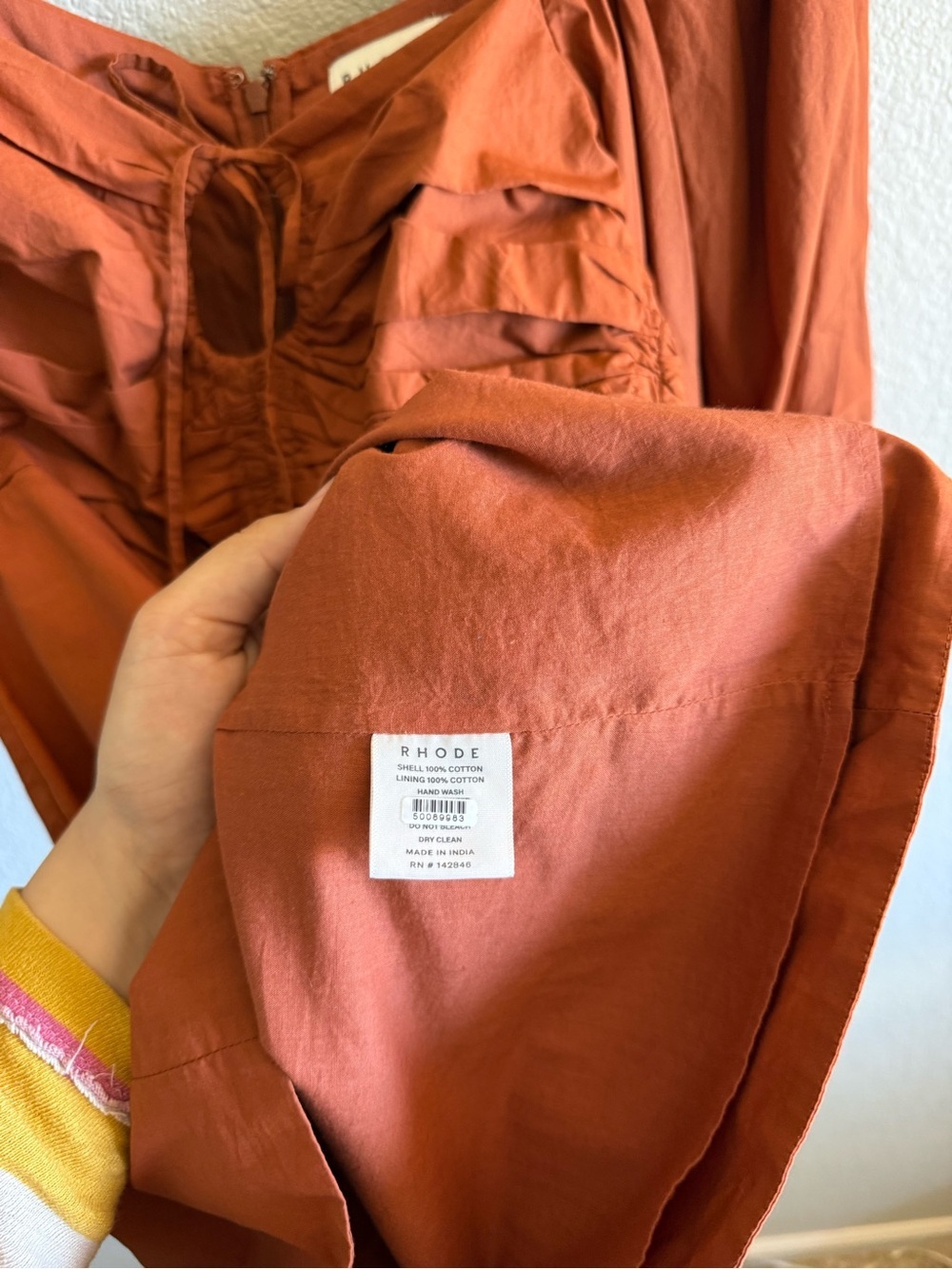 NWOT RHODE Jeanne Rust Orange Puff-Sleeve Mini Dress 100% Cotton Size 4 - Picture 6 of 9